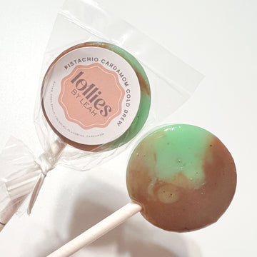 Pistachio Cardamom Cold Brew Lollipop