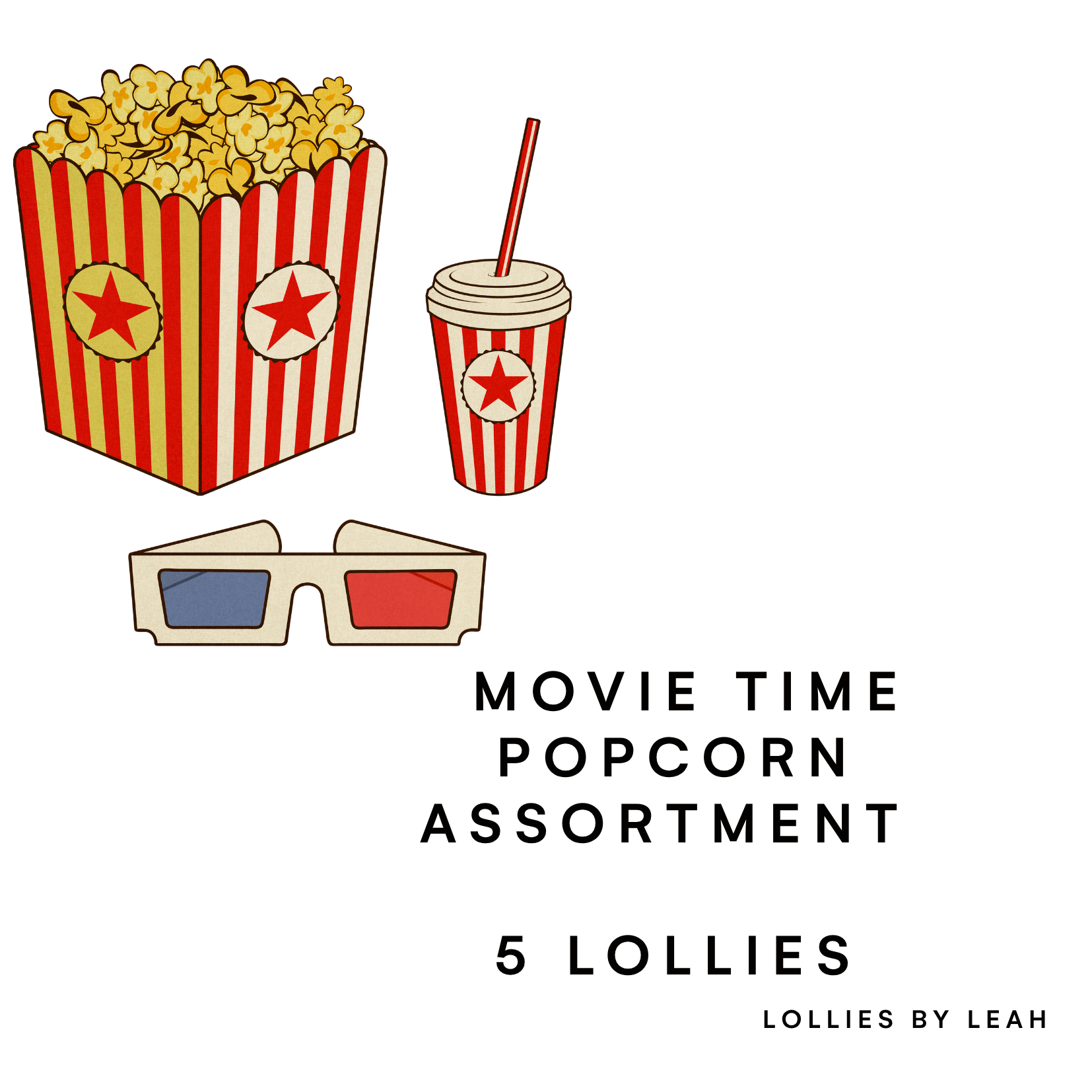 MOVIE TIME POPCORN ASSORTMENT - 5 Lollies